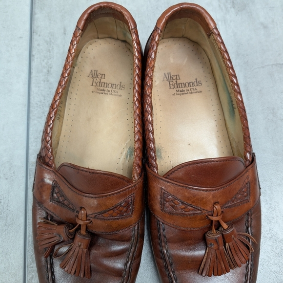 Allen Edmunds Maxfield Brown Moc Toe Tassel Mens Loafer Shoe Size 9.5 D - Picture 9 of 13